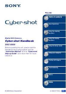 Sony Cyber-shot S930 manual. Camera Instructions.